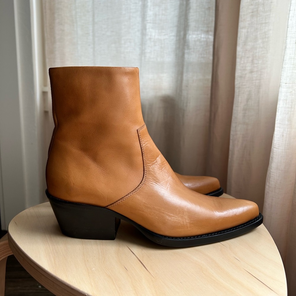 Calvin Klein 205W39NYC Tan Leather Ankle Boots